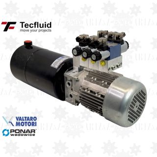 1,5kW Zasilacz hydrauliczny 230V 6 l/min elektro pompa ze zbiornikiem 10L TecFluid 3 sekcje voltaro motori agregat