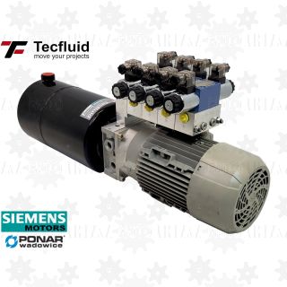 1,6kW Zasilacz hydrauliczny 400V 6 L/min elektro pompa ze zbiornikiem 10L TecFluid 4 sekcje agregat siemens ponar