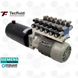 1,6kW Zasilacz hydrauliczny 400V 6 L/min elektro pompa ze zbiornikiem 10L TecFluid 6 sekcji agregat siemens ponar